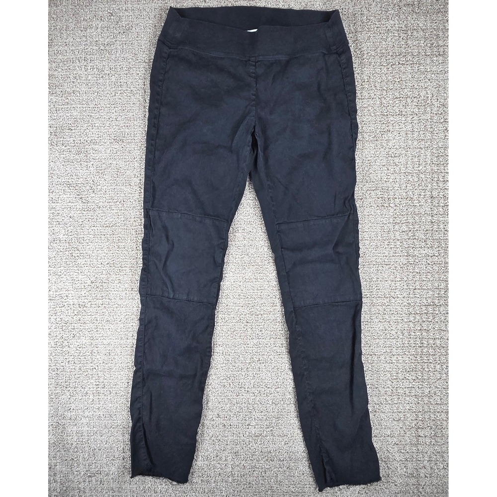 James Perse Womens Linen Blend Pants size 3 Black Pull On Unhammed Skinny